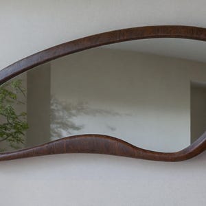 Asymmetrical Wood Mirror: Handmade Rustic Wooden Frame