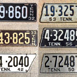 Vintage TENNESSEE License Plates pre-1958 – ALL ORIGINAL antique auto car tags Man Cave Decor
