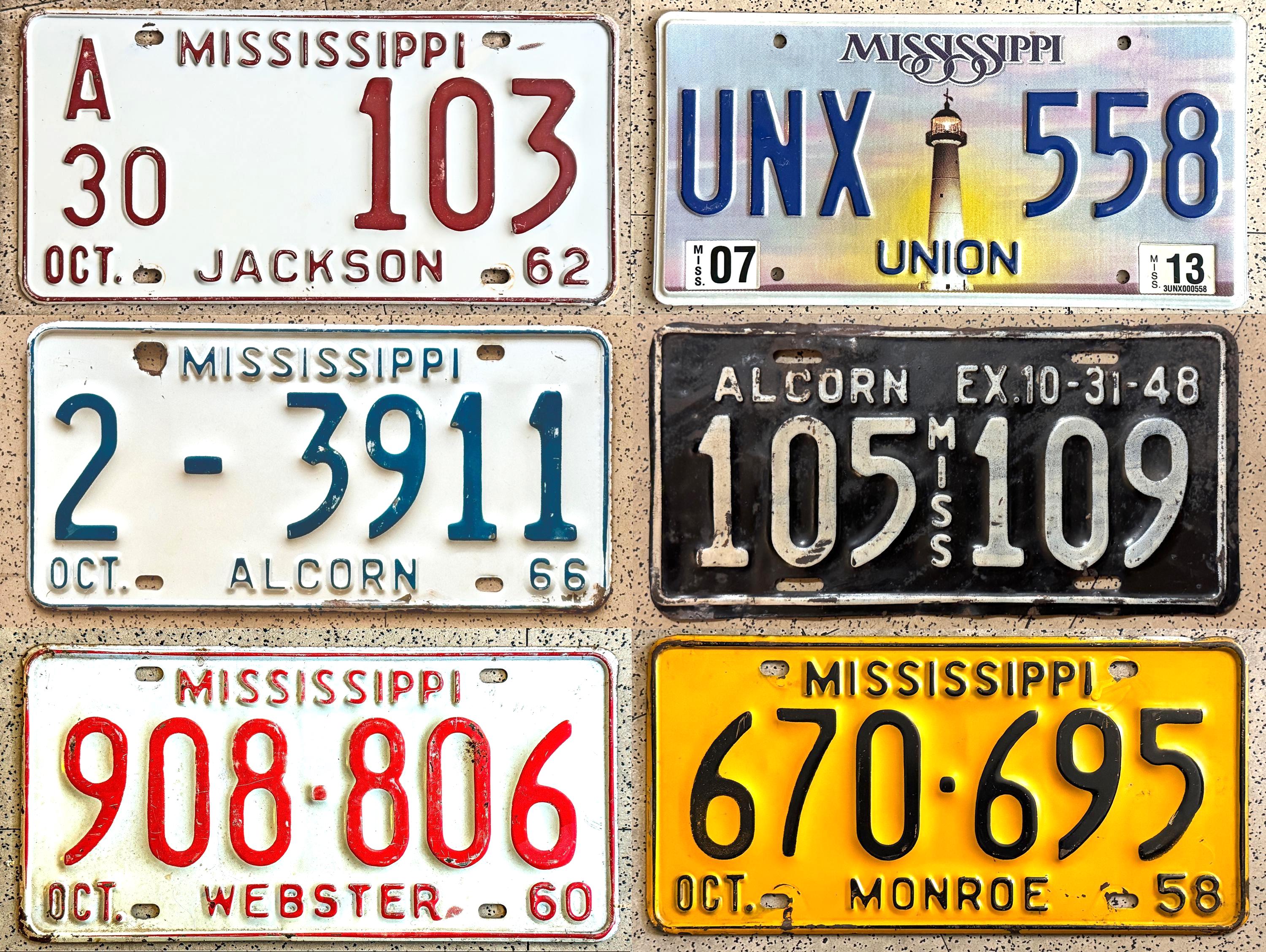 Vintage MISSISSIPPI License Plates – ALL ORIGINAL Antique Auto