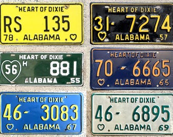 Vintage ALABAMA License Plates  – ALL ORIGINAL antique auto tags Man Cave Decor