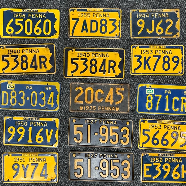 Vintage 1950s PENNSYLVANIA License Plates – ALL ORIGINAL antique auto tags