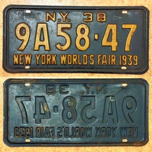 Vintage New York License Plates – ALL ORIGINAL antique auto tags Man Cave Decor
