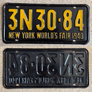 Vintage New York License Plates – ALL ORIGINAL antique auto tags Man Cave Decor