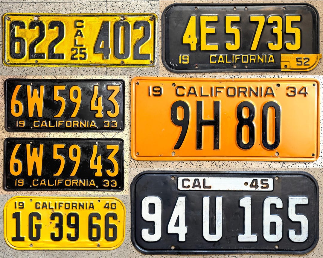 First California Tag Vintage CALIFORNIA License Plates, Pre-1956 – ALL ORIGINAL Antique Auto ...
