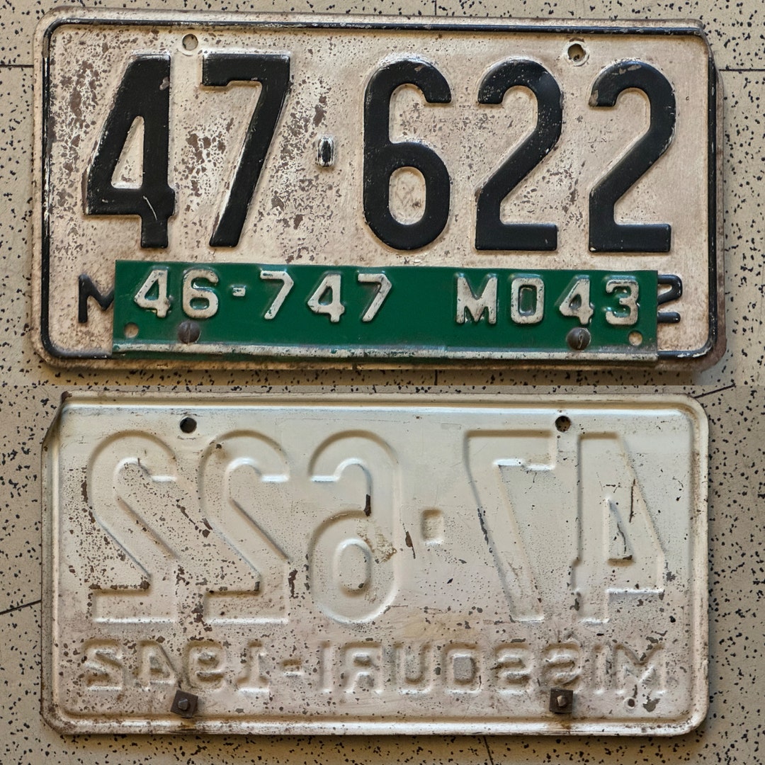 Vintage MISSOURI and NEBRASKA License Plates ORIGINAL Antique Auto Tags