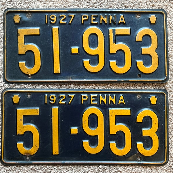 Vintage 1910s–40s PENNSYLVANIA License Plates – ALL ORIGINAL antique auto tags