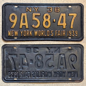Vintage New York License Plates – ALL ORIGINAL antique auto tags Man Cave Decor