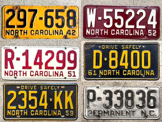 Vintage NORTH CAROLINA License Plates – all ORIGINAL antique auto 