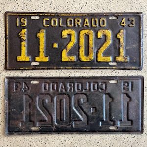 Vintage COLORADO License Plates – ALL ORIGINAL antique auto car tags Man Cave Decor