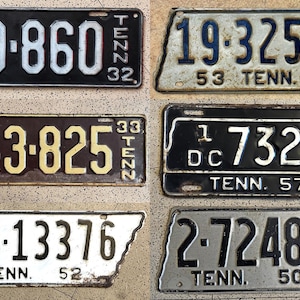 Vintage TENNESSEE License Plates pre-1958 – ALL ORIGINAL antique auto car tags Man Cave Decor