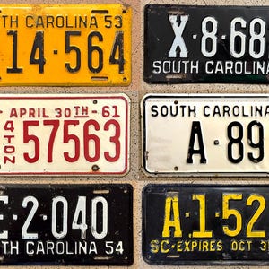 Vintage kentekenplaten uit South Carolina – ALLE ORIGINELE antieke autolabels