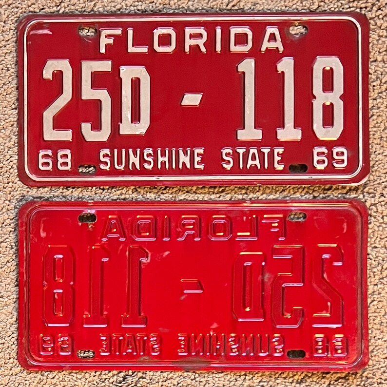 Vintage FLORIDA License Plates ALL ORIGINAL Antique Auto Tags Etsy