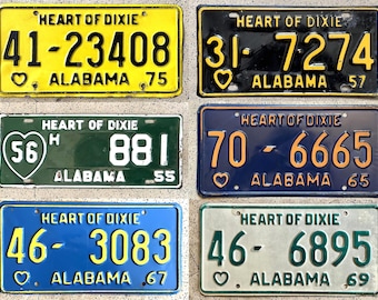 Vintage ALABAMA License Plates  – ALL ORIGINAL antique auto tags Man Cave Decor