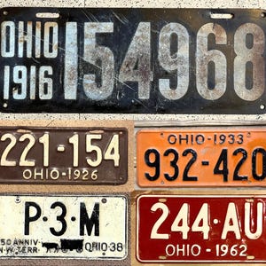 Vintage OHIO License Plates – ALL ORIGINAL antique auto car tags