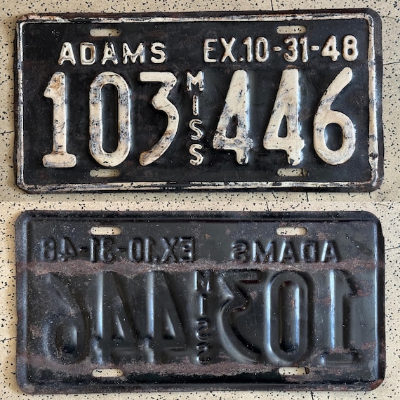 Union #06 07 10 ユニオンマガジン ※購入前にコメントください Vintage MISSISSIPPI License Plates – ALL ORIGINAL Antique Auto