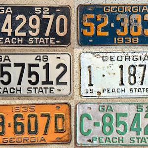 Vintage nummerplaten van GEORGI van vóór 1961 – ALLEN ORIGINELE antieke autotags Man Cave Decor
