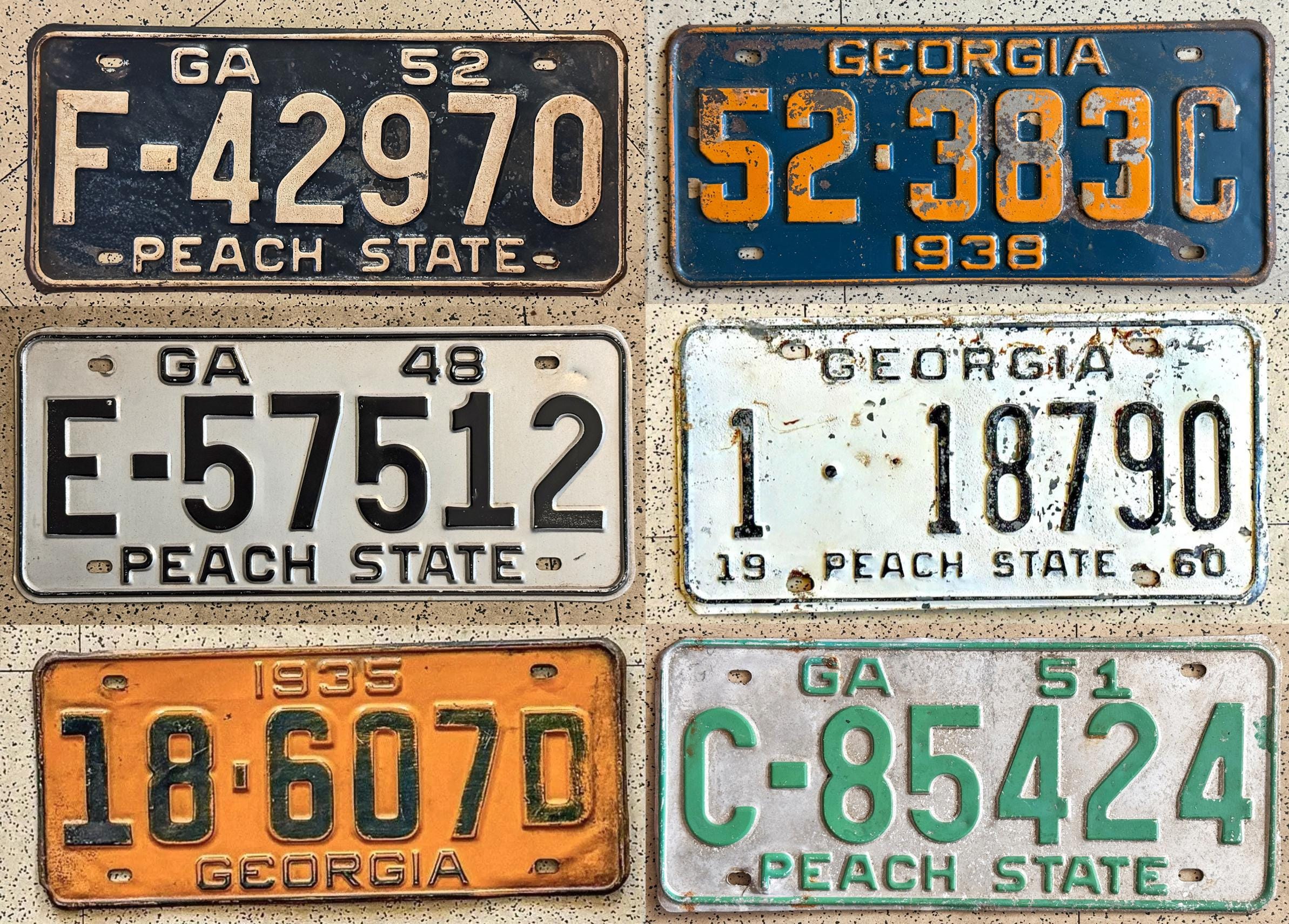 Vintage GEORGIA Pre-1961 License Plates – ALL ORIGINAL Antique Auto
