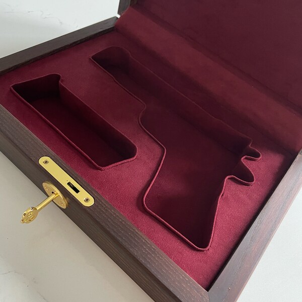 Colt 1911 Case Box Handcrafted Wooden Gun Box-Limited Edition- custom-made for Colt1911. Leather and Wood. Great Gift Idea