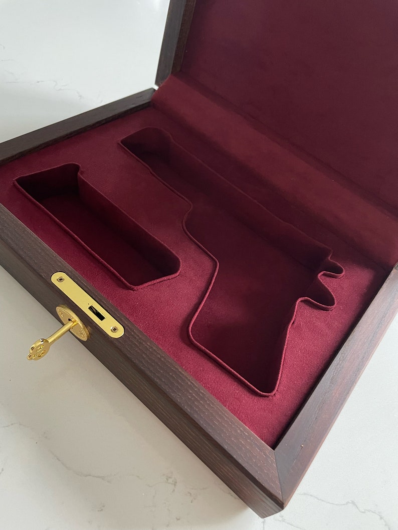 Colt 1911 Case Box Handcrafted Wooden Gun Box-Limited Edition custom-made for Colt1911. Leather and Wood. Great Gift Idea image 1