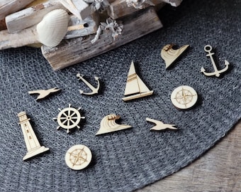 Pak van 32 maritieme verspreide decoraties "Kust"