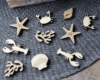 Pak van 30 maritieme verspreide decoraties "zeebodem"