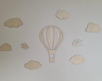 Wall mural baby room/children's room hot air balloon