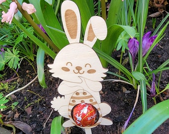 Set van 2 tuinpalen / bloembakken / bloempotten / bloembedden, paasei, paashaas, paasnest, kuiken voor snoep / chocolade