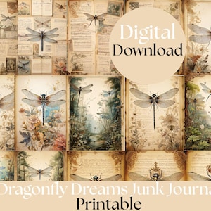 Dragonfly Dreams Junk Journal Printable Kit: Vintage Ephemera (Digital Download)