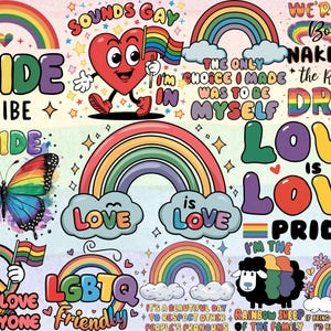20 pegatinas del Orgullo Gay / Paquete de pegatinas digitales LGBTQ+ / PNG del Orgullo Arcoíris / Pegatinas Kawaii del Mes del Orgullo Gay / Pegatinas del Orgullo Imprimibles