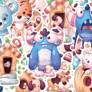 47 kawaii dierenstickers: schattige dierenstickers voor dagboeken, laptops, scrapbooking, planners, kinderen en tieners