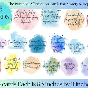 35 Printable Positive Affirmation Cards for Depression & Mental Health Support Instant PDF Download | Simple Daily Affirmations
