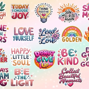 Motivational Affirmation Stickers: Positive Quotes for Journals (Digital Download)