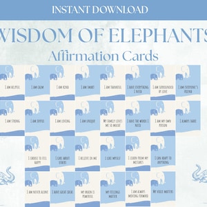 28 cartes d'affirmation de la sagesse des éléphants pour la pleine conscience, la force et l'inspiration au quotidien, l'esprit animal, la sagesse intérieure et le bien-être émotionnel