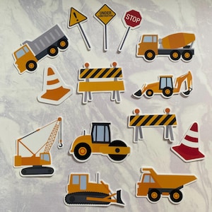 Bouwvrachtwagens | Feestbedankje | Favoriet peuter | Stickerset | 14 stickers