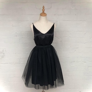 Black Tea Length Tulle Skirt, Boho Black Tulle Knee Length Skirt, Tulle Midi Skirt