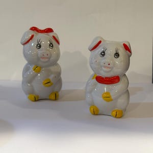 Vintage Ceramic Pig Salt and Pepper Shaker Set-with Original Box