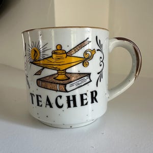 Vintage Stoneware Teacher Coffee Mug-Made in Japan