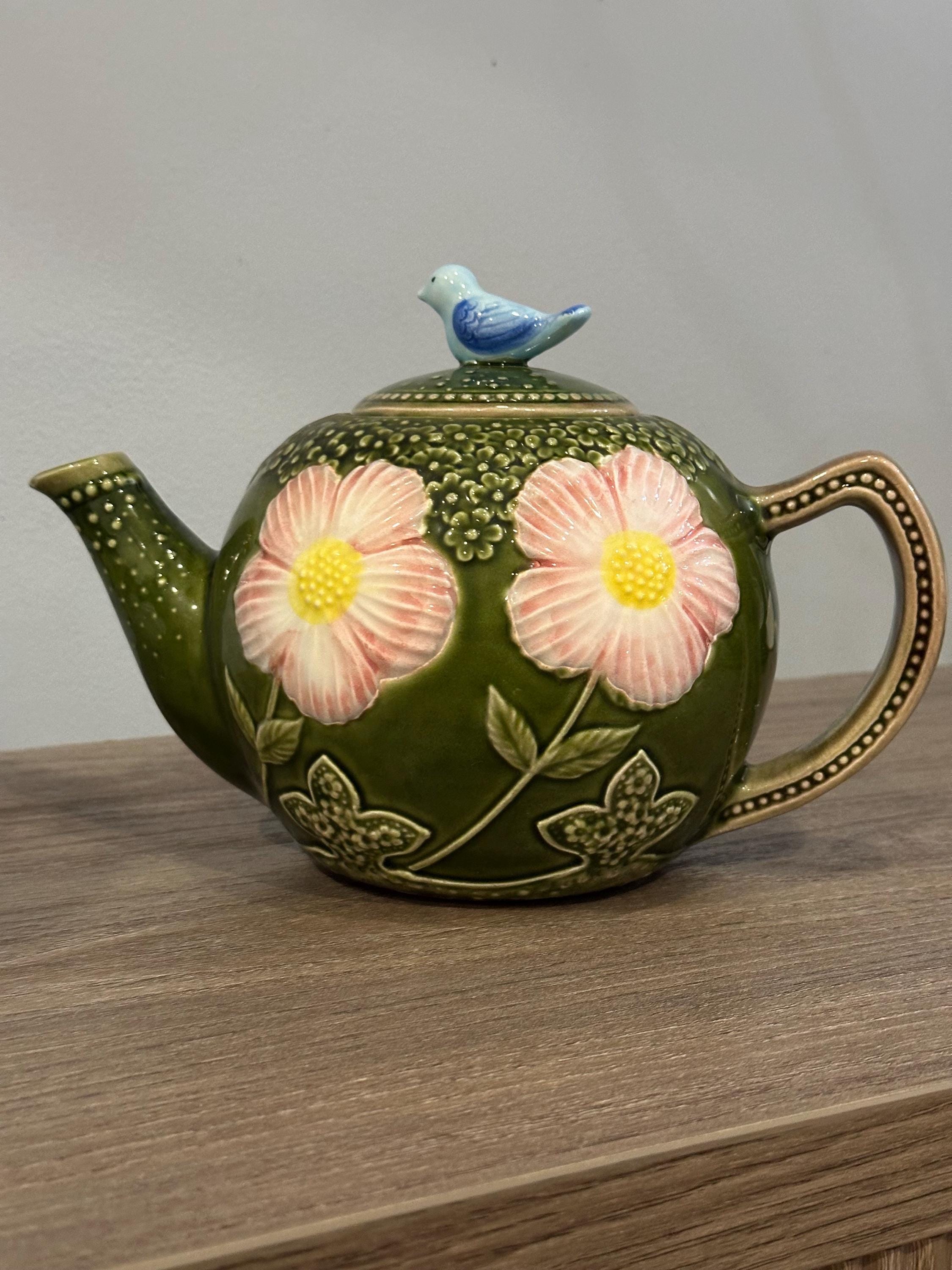 小物 JAPONISM Takahashi San Francisco-made in Japan Bluebird and Floral Teapot