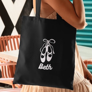 Personalised Ballet Bag, Tote bag customised with ballet shoes, gfit for ballet teacher gift ballerina