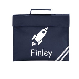 Gepersonaliseerde Rocket Book Bag schoolboekentas voor meisjes of jongens Back to School Childrens Name KS1 / Infants Bookbag ruimteboekentas voor kinderen