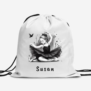 Personalised Ballet Bag.  Drawstring ballet bag for children