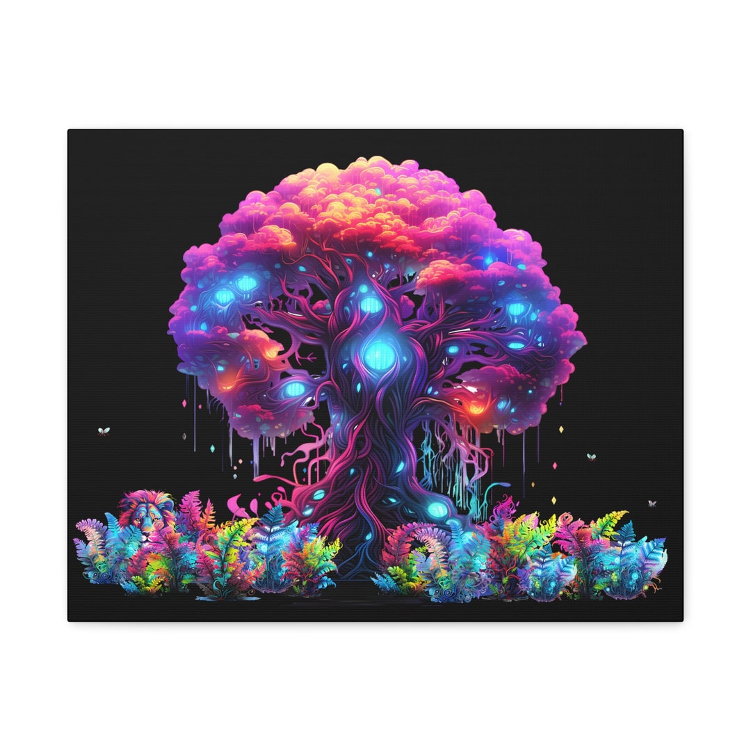 Neon Tree of Life Canvas Gallery Wraps - Etsy