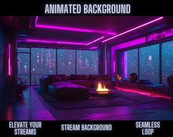 Cyberpunk Animated Background | Urban Neon Ambiance & City View | Perfect for Streaming on OBS, Twitch, and Zoom
