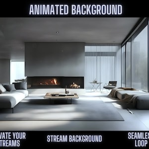 Animated Background Modern Apartment | Snowy Scenery & Warm Fireplace Glow | Ideal for OBS, Twitch, and Zoom Streaming.