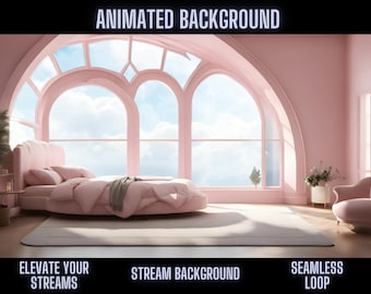 Vtuber Animierter Hintergrund | Twitch Stream Overlay | Virtueller Vtuber Raum | Stream Design-Elemente | Vtuber Extras | Zauberhaftes Vtuber Schlafzimmer