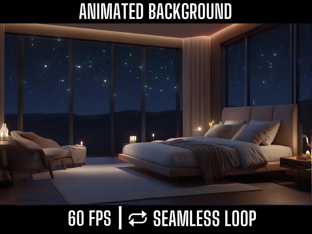 Candlelit Serenity - Elegant Bedroom Animated Background With Starry ...