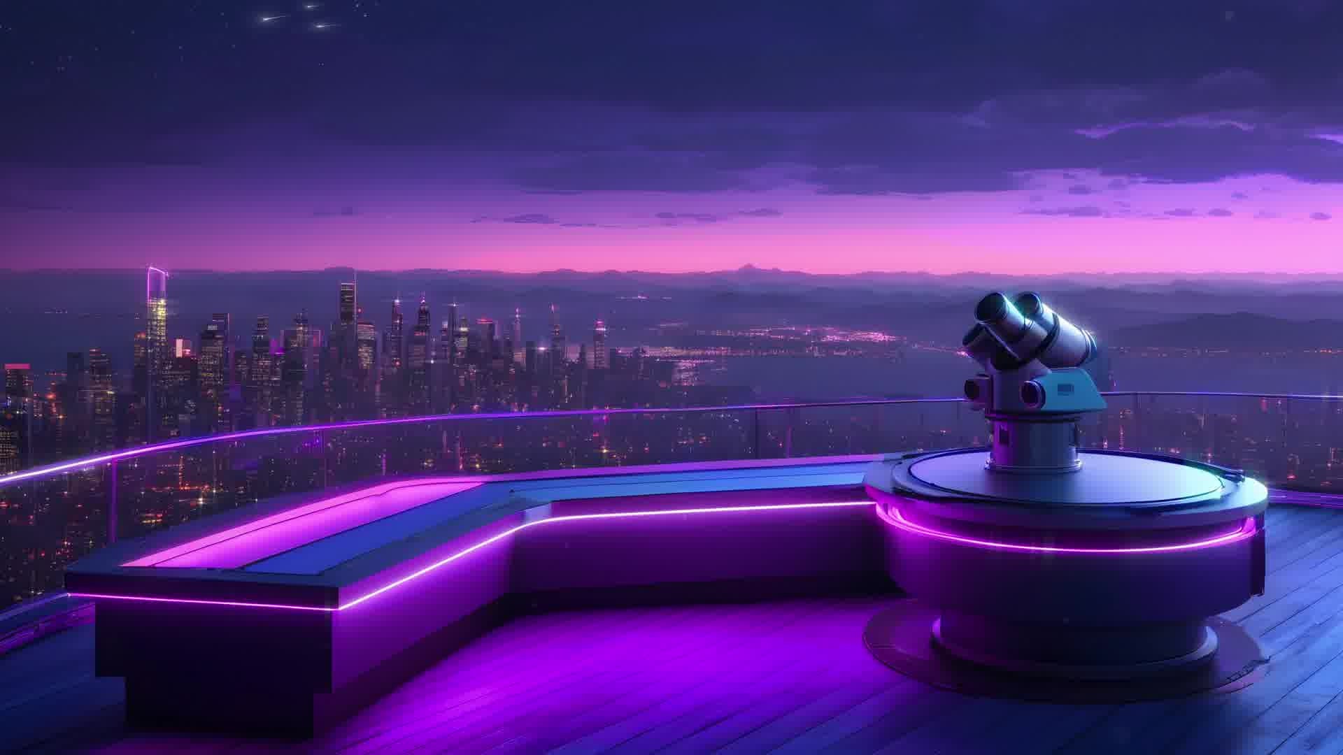 Animated Background: Dusk's Embrace - Panoramic City Observatory Deck ...