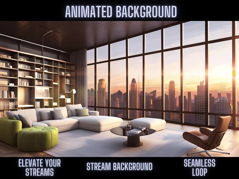 Animated Background Luxury Apartment | Panoramic Skyline View & Cozy ...