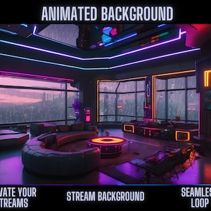 Cyberpunk Animated Background | Futuristic Neon Lounge | Ideal for Twitch, OBS, and Zoom Streaming