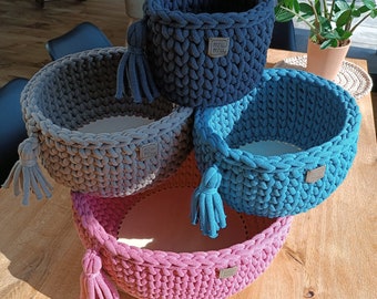 Round crochet storage, Nursery organizer, Bathroom box, Toy box, Handmade gift, Chunky basket